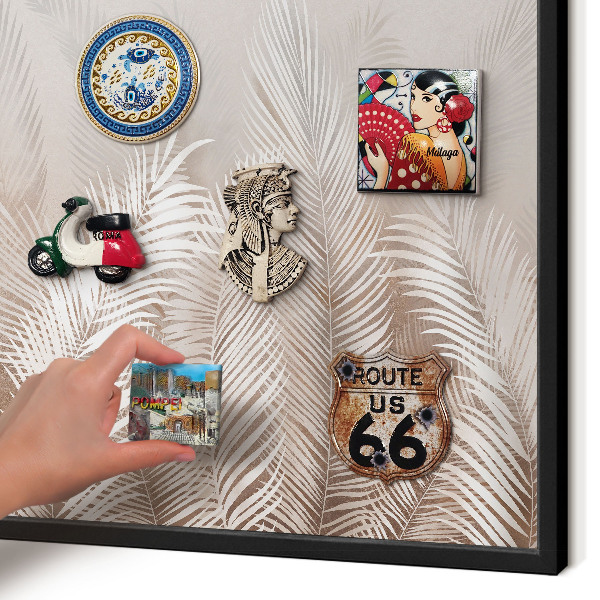 Vacation magnet board with a black frame Leaves nature