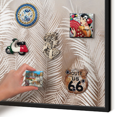 Vacation magnet board with a black frame Leaves nature