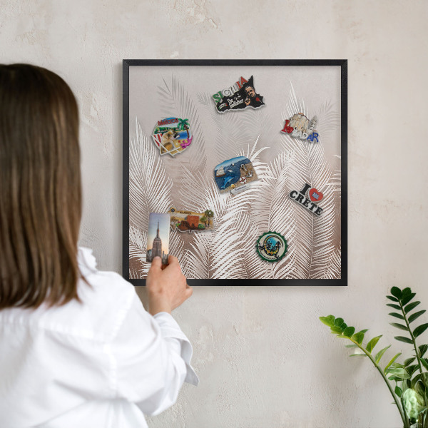 Vacation magnet board with a black frame Leaves nature