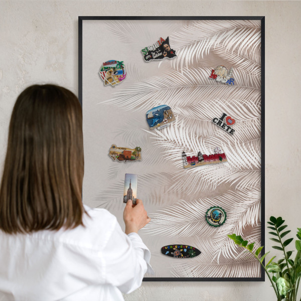 Vacation magnet board with a black frame Leaves nature
