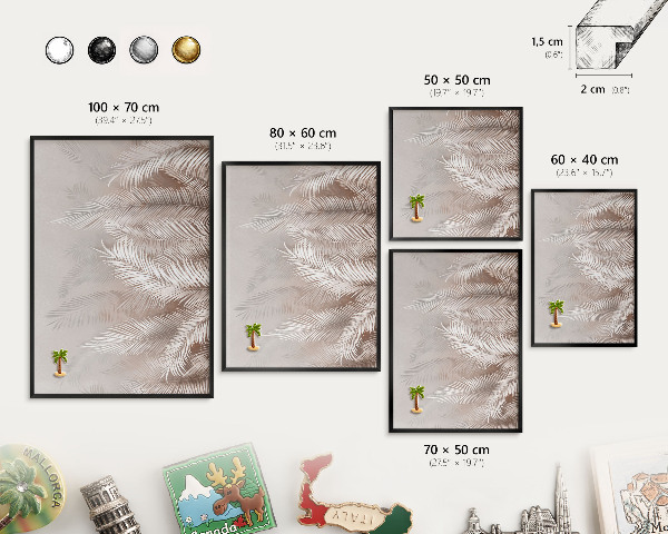 Vacation magnet board with a black frame Leaves nature