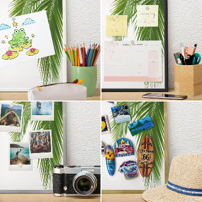 Metal wall board for magnets in a black frame Exotic nature