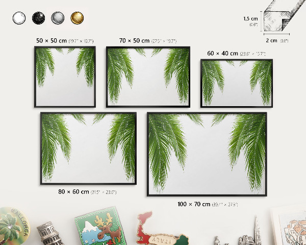 Metal wall board for magnets in a black frame Exotic nature