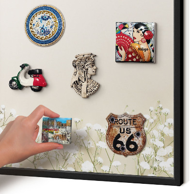 Vacation magnet board with a black frame Subtle nature