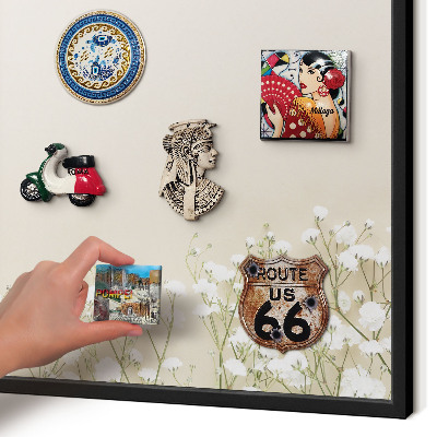 Vacation magnet board with a black frame Subtle nature