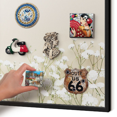 Vacation magnet board with a black frame Subtle nature