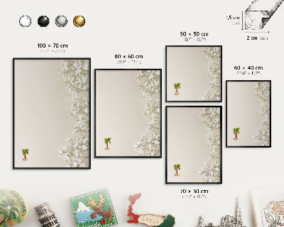 Vacation magnet board with a black frame Subtle nature