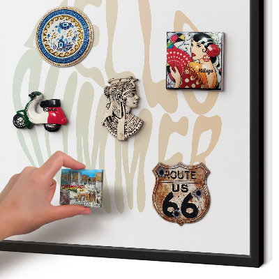 Metal wall board for magnets in a black frame Hello summer