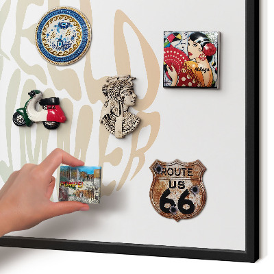 Metal wall board for magnets in a black frame Hello summer