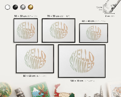 Metal wall board for magnets in a black frame Hello summer