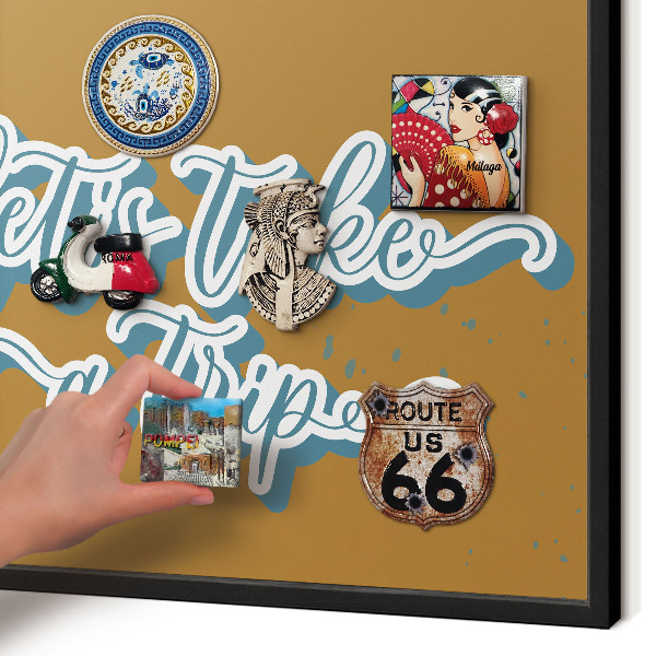 Vacation magnet board with a black frame Dream Trip