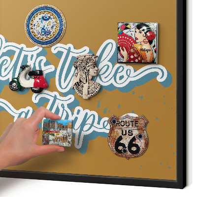 Vacation magnet board with a black frame Dream Trip