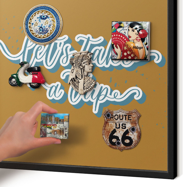 Vacation magnet board with a black frame Dream Trip