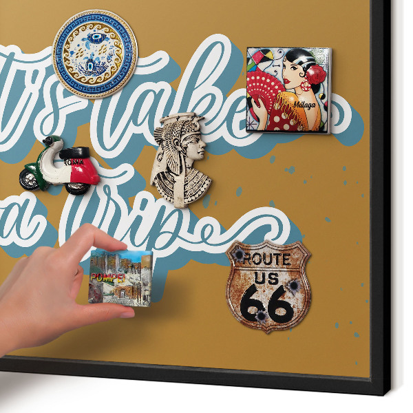 Vacation magnet board with a black frame Dream Trip