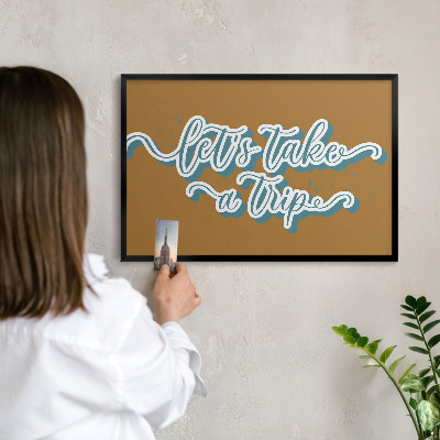 Vacation magnet board with a black frame Dream Trip
