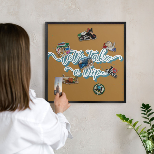 Vacation magnet board with a black frame Dream Trip