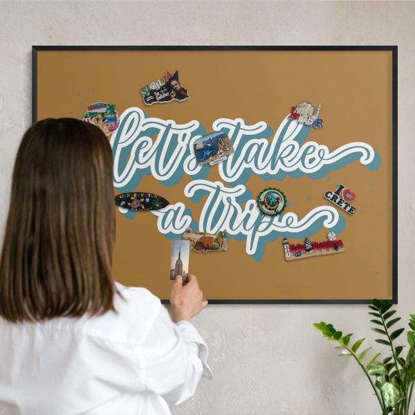 Vacation magnet board with a black frame Dream Trip