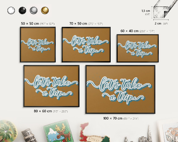 Vacation magnet board with a black frame Dream Trip