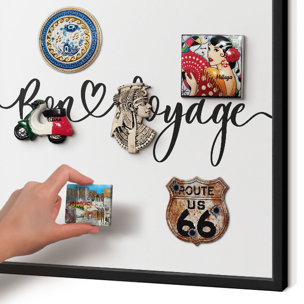 Vacation magnet board with a black frame Bon Voyage