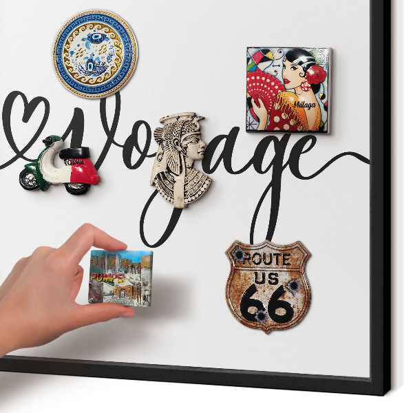 Vacation magnet board with a black frame Bon Voyage