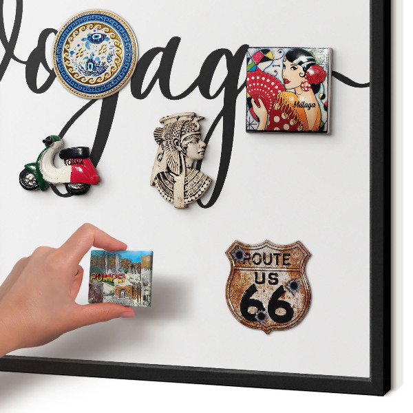 Vacation magnet board with a black frame Bon Voyage