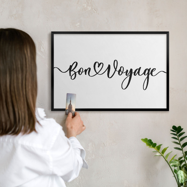 Vacation magnet board with a black frame Bon Voyage