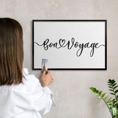 Vacation magnet board with a black frame Bon Voyage