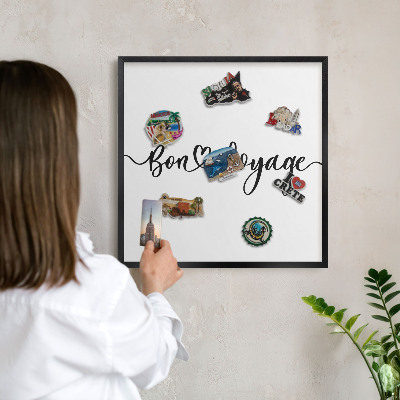 Vacation magnet board with a black frame Bon Voyage