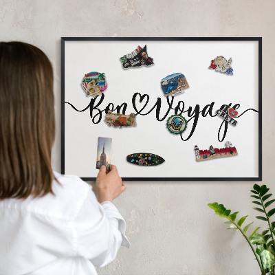 Vacation magnet board with a black frame Bon Voyage