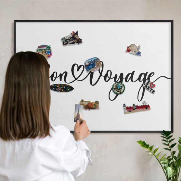 Vacation magnet board with a black frame Bon Voyage