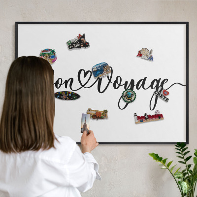 Vacation magnet board with a black frame Bon Voyage