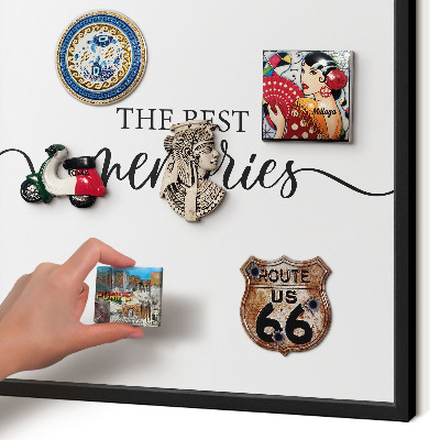 Vacation magnet board with a black frame Inspiring memories