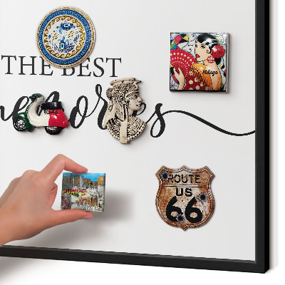 Vacation magnet board with a black frame Inspiring memories