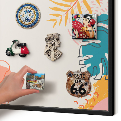 Metal wall board for magnets in a black frame Modern nature