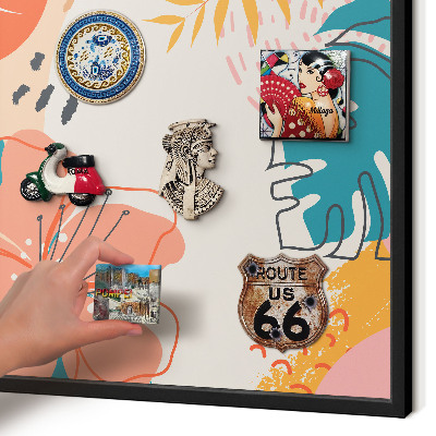 Metal wall board for magnets in a black frame Modern nature