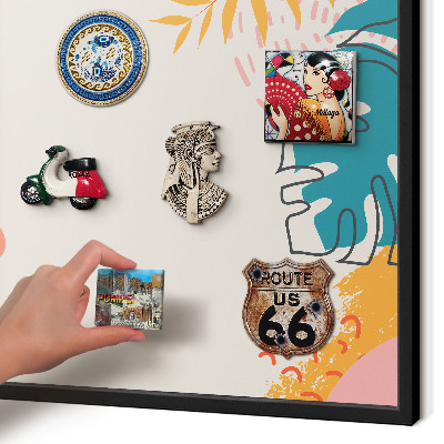 Metal wall board for magnets in a black frame Modern nature