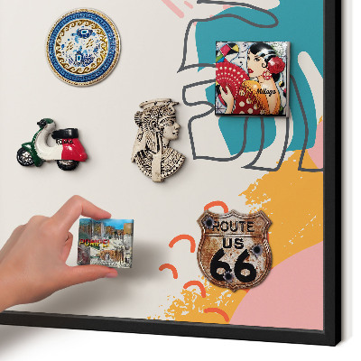 Metal wall board for magnets in a black frame Modern nature