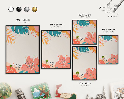 Metal wall board for magnets in a black frame Modern nature
