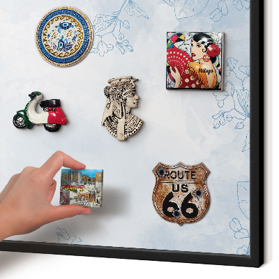 Metal wall board for magnets in a black frame Floristic elegance