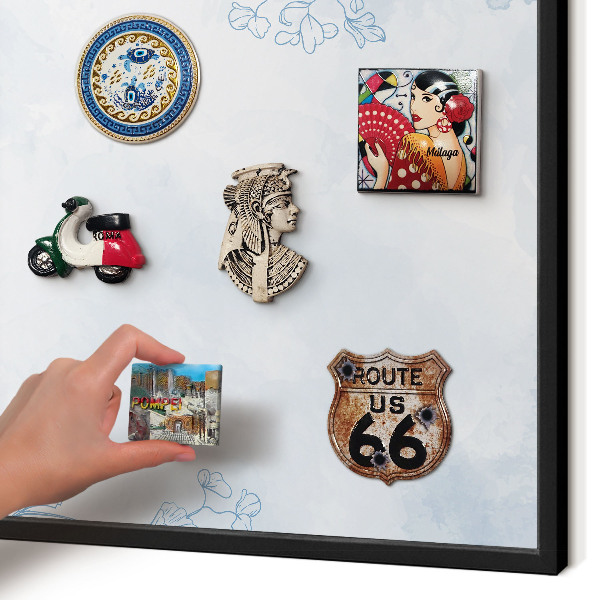Metal wall board for magnets in a black frame Floristic elegance