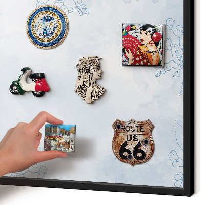 Metal wall board for magnets in a black frame Floristic elegance
