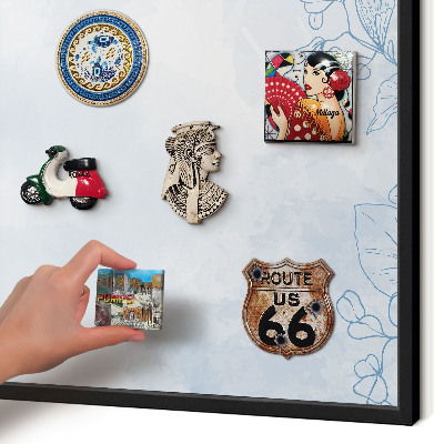 Metal wall board for magnets in a black frame Floristic elegance