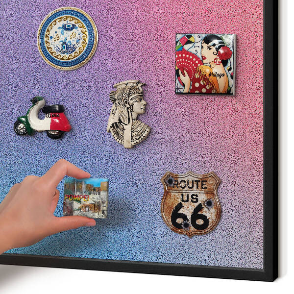 Vacation magnet board with a black frame Colorful gradient