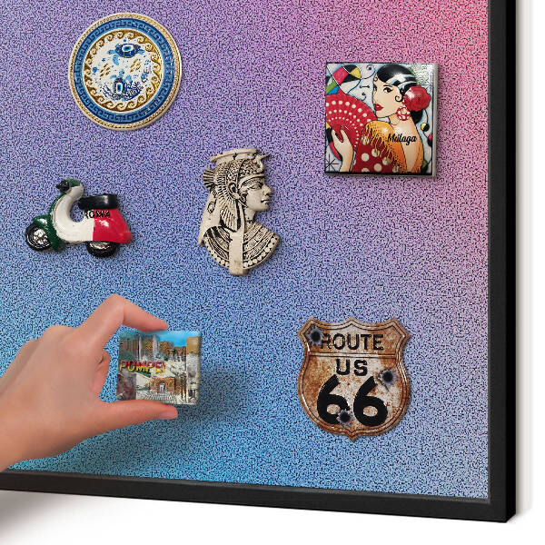 Vacation magnet board with a black frame Colorful gradient