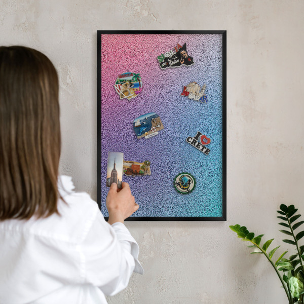 Vacation magnet board with a black frame Colorful gradient