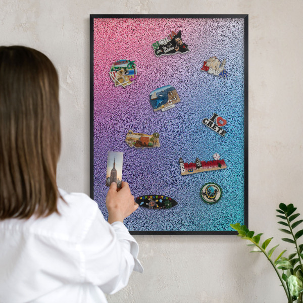 Vacation magnet board with a black frame Colorful gradient