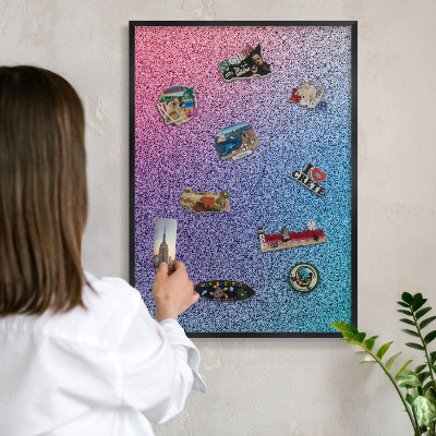 Vacation magnet board with a black frame Colorful gradient