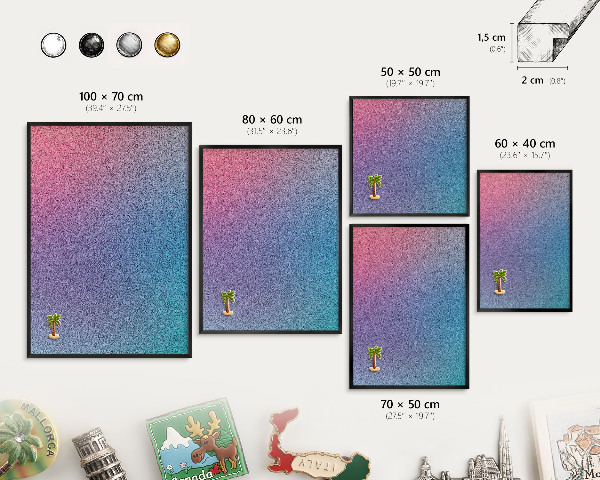 Vacation magnet board with a black frame Colorful gradient