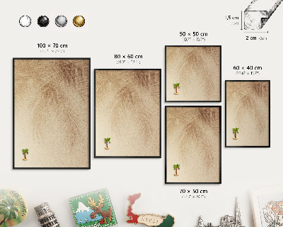 Metal wall board for magnets in a black frame Sand leaves