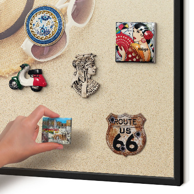 Vacation magnet board with a black frame Summer beach